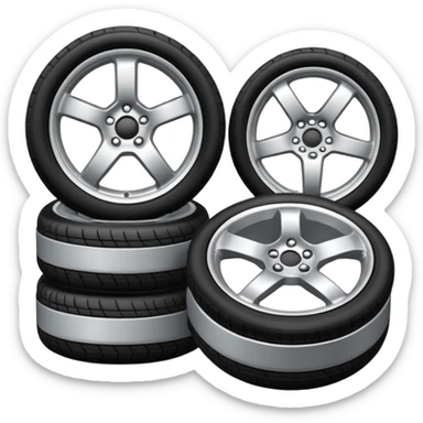 Emoji icon of a set of custom alloy wheels stacked together sticker