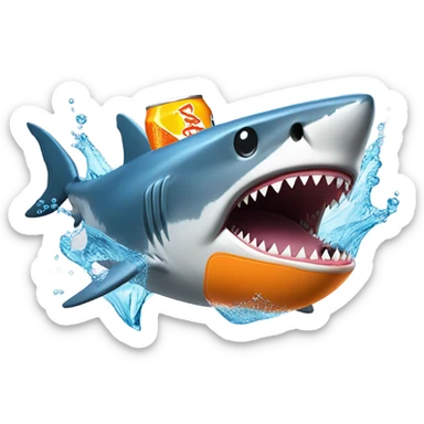 Shark drowning and drinking Fanta  sticker