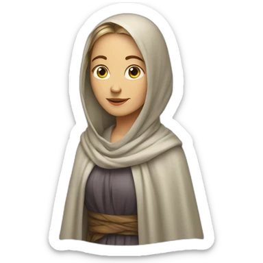 a white woman in a shawl in full growth sticker