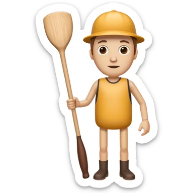 Make a wood tube with a face and wooden legs and arms and a bat sticker