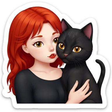 black british cat kisses a red hair girl sticker