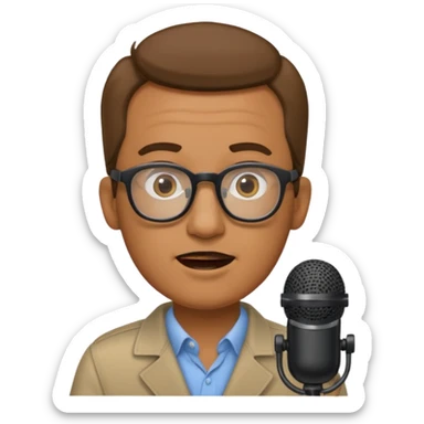 Hombre moreno con gafas emitiendo en una emisora de radio sticker