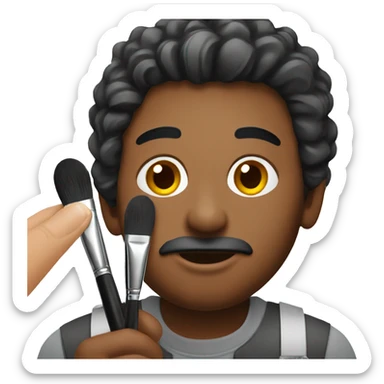 Male makeup artist holding makeup brush sticker