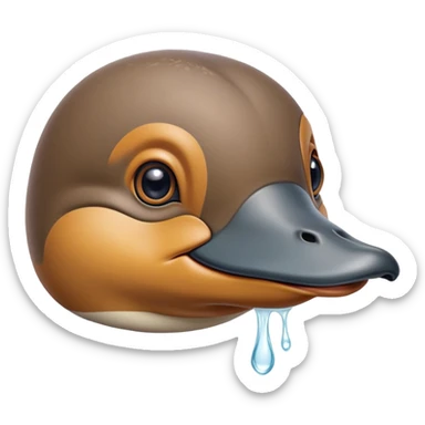 cute close-up of platypus face, zoom in on duck bill and eyes, anatomically accurate but adorable, detailed features, proper coloration, natural expression sticker