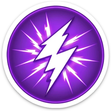 Combination of red blue lightening creating purple lightening in circle shape sticker