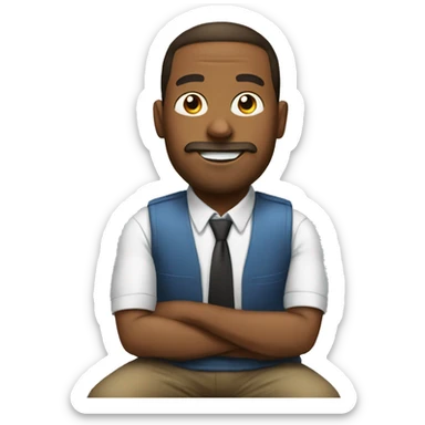 professional emoji sittin on a benc sticker
