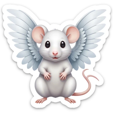 White rat with wings sticker