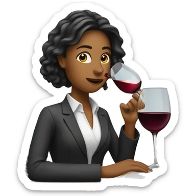 business woman drinking wine while using a laptop sticker