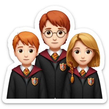 harry potter, ronald weasley and hermione granger in gryfinndor uniform sticker