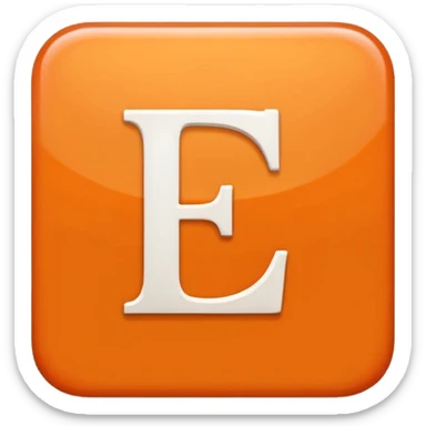 make me an emoji of a orange square with a white E in the center large E must have times new roman font sticker