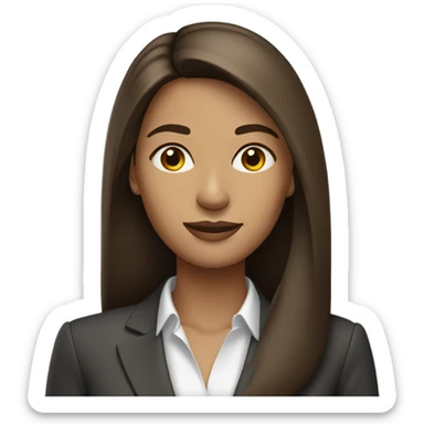 business woman long straight brown hair sticker