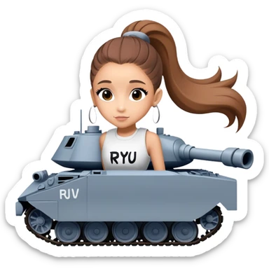Ariana grande with "ryu" written on toptank sticker