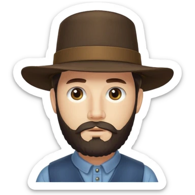 Amish man with beard no mustache sticker