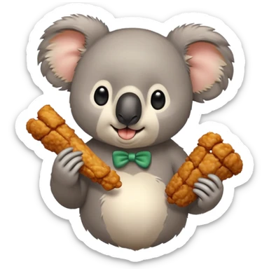 un koala comiendo una pieza de pollo sticker