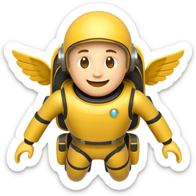 create an emoji of a smiley riding a jetpack sticker
