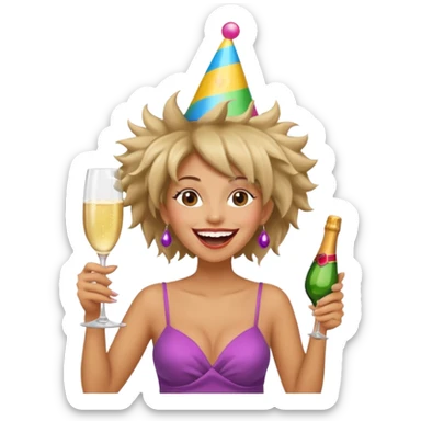 Funny, fast-talking, a little unpredictable. Life of the party vibes. woman with crazy hair
more dinamic emoji  sticker
