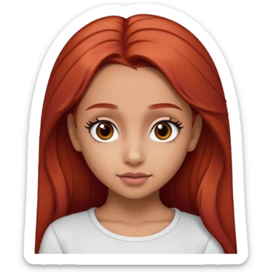 a hispanic girl with red hair, brown eyes, and looks like ariana grande sticker