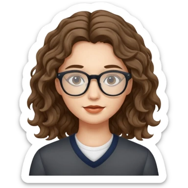 une belle personne avec beaucoup de details, des lunettes, des cheveux ondulé sticker