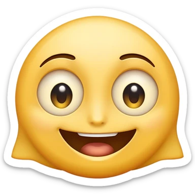 A yellow iOS emoji with its eye wide open but it’s only have a face in the frame  sticker