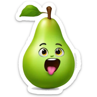 Green Cute pear with tongue sticker
