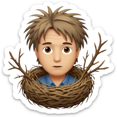 Man who's hair is a Birds nest sticker