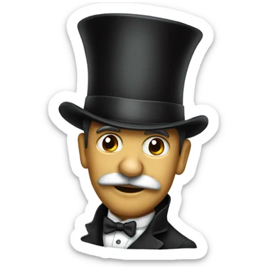 Rich man with a tophat wth a crooked nose sticker