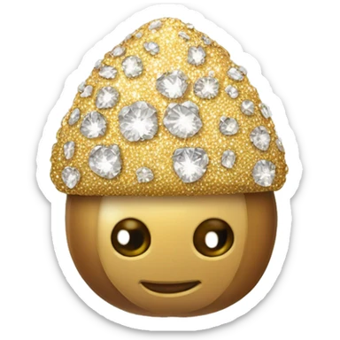 sparkling diamond Acorn, gold stem sticker