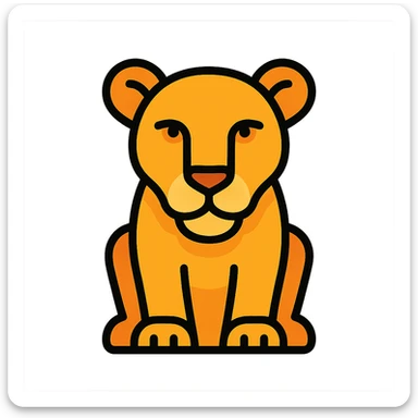 lioness, lineal color icon, clean and modern sticker