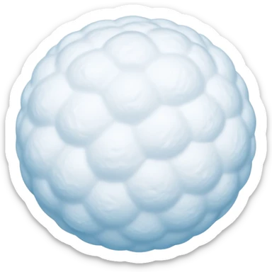 round fluffy snowball flying through the air with a soft white and light blue smooth flowing trail resembling motion blur or wind streaks, soft powdery texture, slightly irregular shape, cold and light, modern iOS emoji style with clean minimal design, soft shadows, subtle highlights sticker