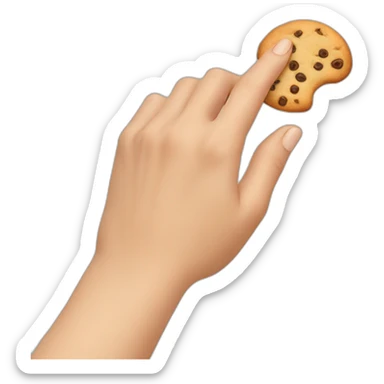 a hand that is pinched together like how italians do while talking. In between the pinched fingers, the hand holds a "ladyfinger" cookie sticker