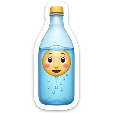 botella de agua sin una cara en el medio  sticker