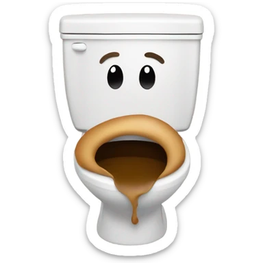 Poop emoji in the toilet  sticker