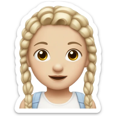 pale white toddler girl with brown straight pigtails and big black eyes not blonde no blonde hair NO BLONDE HAIR only brown hair  sticker