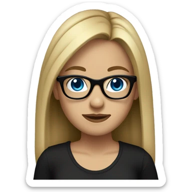 girl with straight dirty blonde hair and blue eyes wearing black glasses. she also wear a black tanktop  sticker