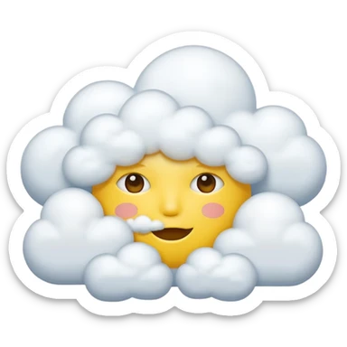 Yellow circle face covered in clouds cover a mouth add clouds on face cover clouds on mouth sticker