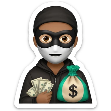 Ladrão com saco de dinheiro emoji eveito Mandela sticker