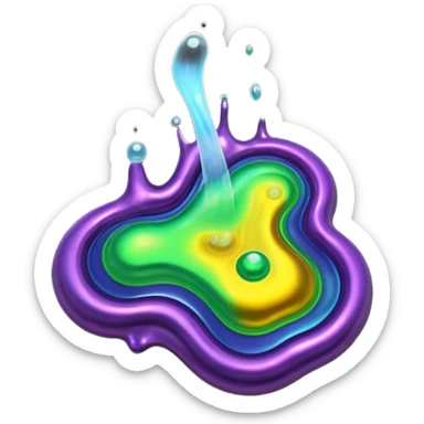 3D render of Oil Slick, toxic waste aesthetic, bubbling liquid, industrial warning texture. sticker