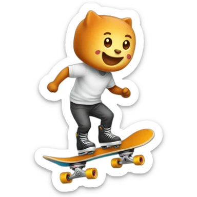 Chat roux qui mange une glace sur un skate sticker