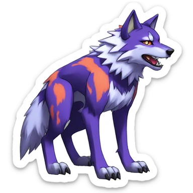  Cool Edgy Colorful Digimon-Fakemon-Wolf with edgy markings full body sticker
