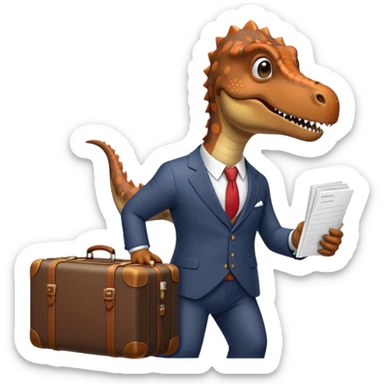 office Dinosaur in a suit, a huge luggage full of papers sticker