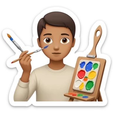 person quietly painting on canvas sticker