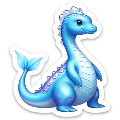 Shiny Exotic Colorful Ethereal Sparkly Lapras-Amaura-Aurorus-Fakémon-hybrid-creature (full body)  sticker