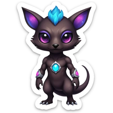 Epic Edgy Cute Colorful Vibrant Dark Nebula Modern Vernid-Protogen-creature-animal, full body sticker