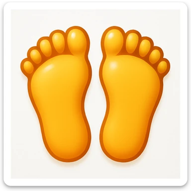 Create a feet emoji inspired by the reference image, showing both feet in a simplified and smooth classic emoji style. Add a slight shine to the feet to enhance the emoji-like appearance. sticker