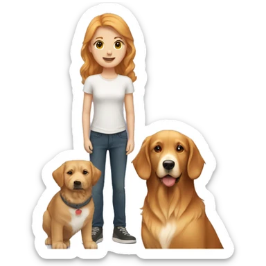 Strawberry blonde girl with a brown haired guy and a golden retriever  sticker