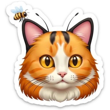 Cat with a bee sticker