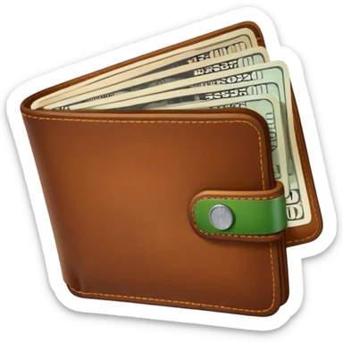 portefeuille marron avec pleins de billet et carte bancaire sticker