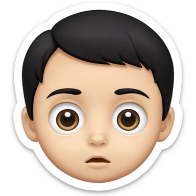 Baby boy face with big eyes, medium skin tone, and black hair sticker