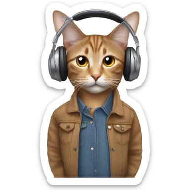Cat wearing headphones listening to newjeans sticker