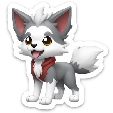 Kawaii Cool Chibi Poochyena-Rocruff-Lycanroc-Pokémon Full Body Detailed High Quality sticker